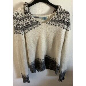 Mudd Sweaters XL White Gray Fur Hoodie Cotton Blend